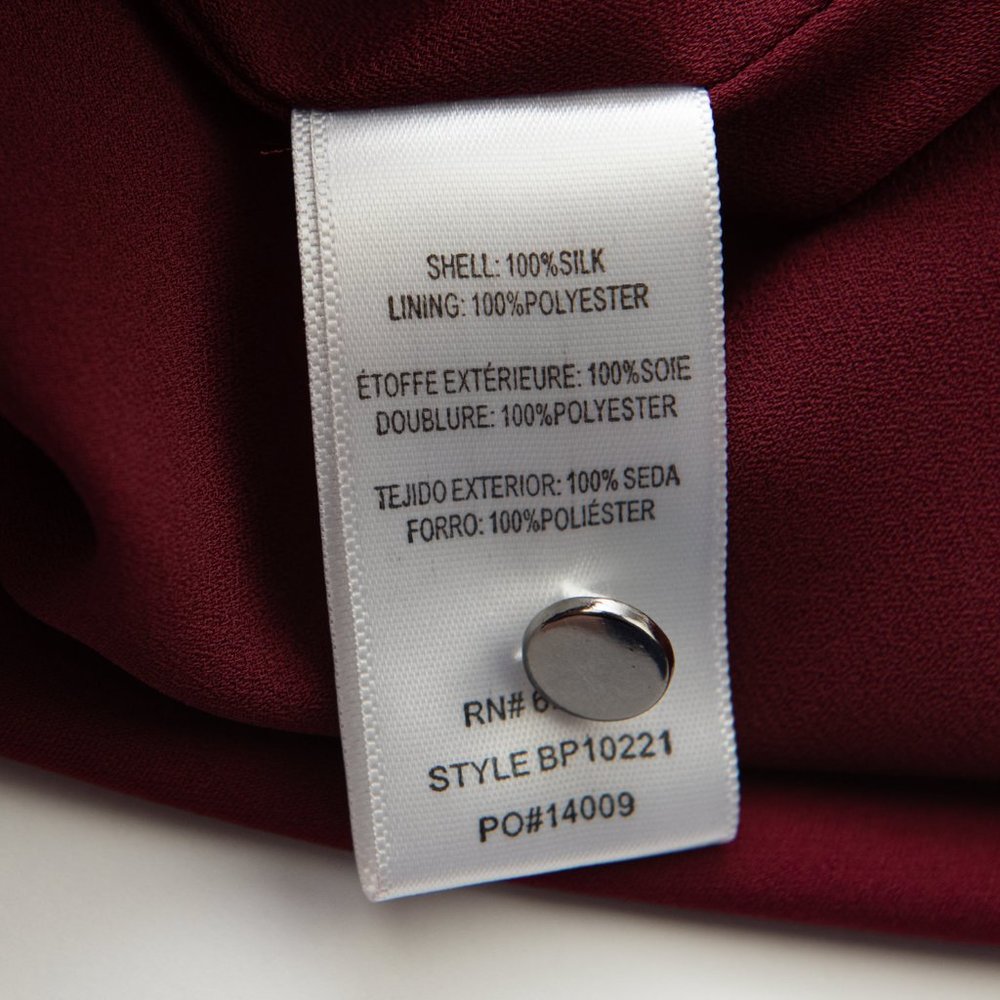 Nicole Miller Artelier Shift Dress Mini Long Sleeve 100% Silk Wine Small New - Picture 7 of 8
